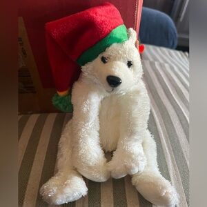 NWT Ty Beanie Baby Polar Bear with Red and Green Hat